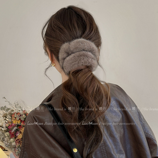 韩国气质毛绒大肠发圈女秋冬扎头发皮筋2025新款 头绳耐用发绳发饰