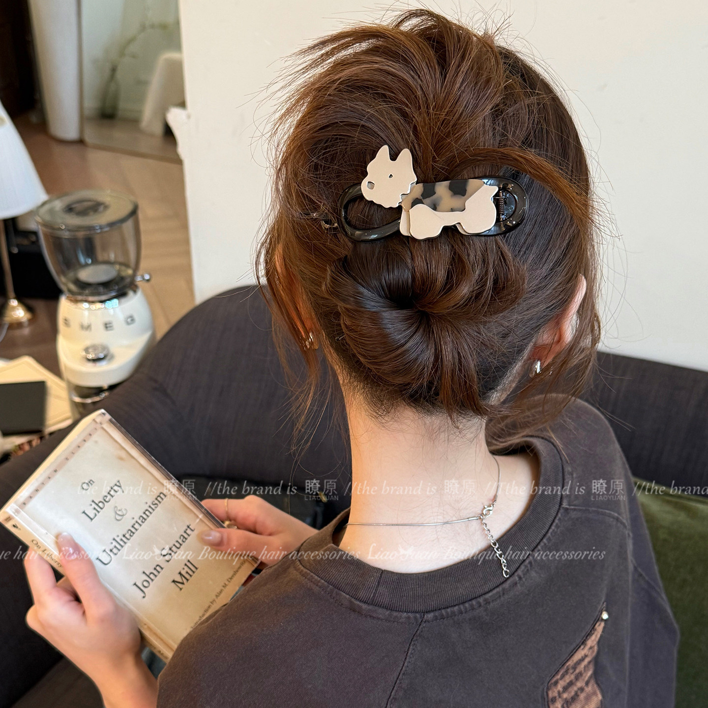 可爱趣味一字扭扭夹大号发量多抓夹女高级感气质后脑勺发夹发饰