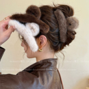 复古毛绒秋冬高级感抓夹发量多简约发夹女2025新款 大号鲨鱼夹发饰