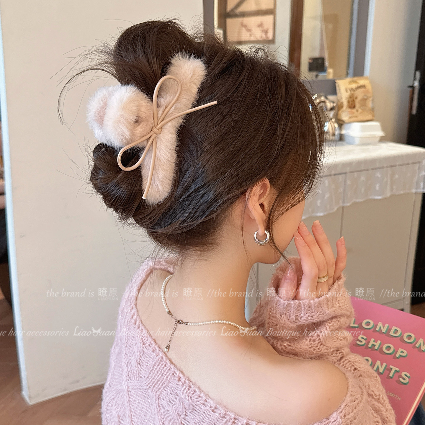 秋冬气质简约毛绒蝴蝶结抓夹新款高级感女发夹后脑勺鲨鱼夹发饰,饰品/流行首饰/时尚饰品新,发饰,淘宝优惠券,粉丝福利购,淘宝优惠卷