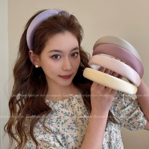 森系春夏~2025新款高颅顶头饰发箍女高级感洋气时尚缎面头箍发卡