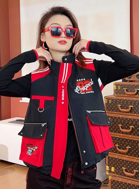 KM80035时尚秋冬抽绳马夹马甲短外套