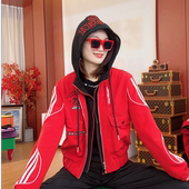 柯米儿KM80025运动休闲假两件连帽短外套夹克