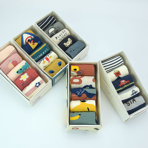 斑比秋冬无骨全棉中筒袜学生袜