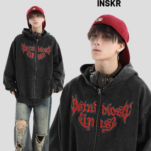 【INSKR】哥特字LOGO牛仔卫衣