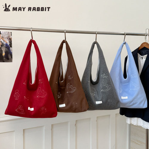 MAYRABBIT小众飞鸟刺绣单肩包