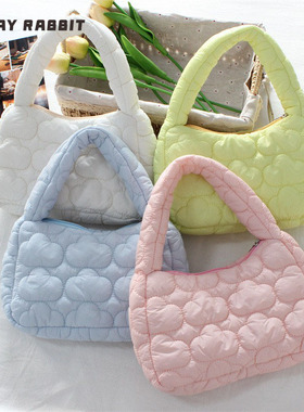 MAYRABBIT 韩系时尚绗缝手提包可爱甜美云朵包百搭经典托特包布包