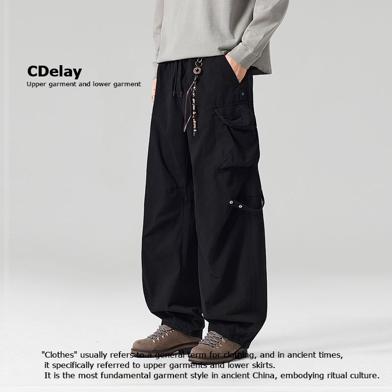 CDelay美式宽松直筒纯棉男休闲裤
