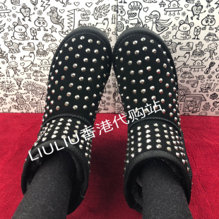 厚底防水加绒雪地靴短筒女7cm 4寸5寸真皮铆钉内增高 25年冬季 新款