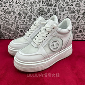 25年夏季 YF261EEG3 女小白鞋 隐形网孔超轻款 8cm厚底内增高休闲板鞋