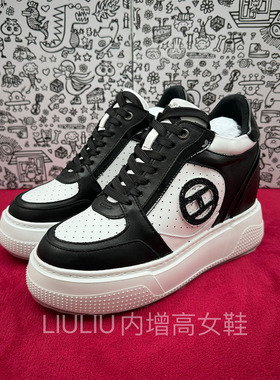 24年春新品超轻8CM厚底隐形内增高黑白熊猫鞋休闲板鞋女YF261EED4