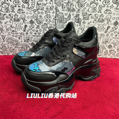 休闲运动老爹女鞋 隐形内增高厚底9CM黑色珠片超轻款 新款 2025春季