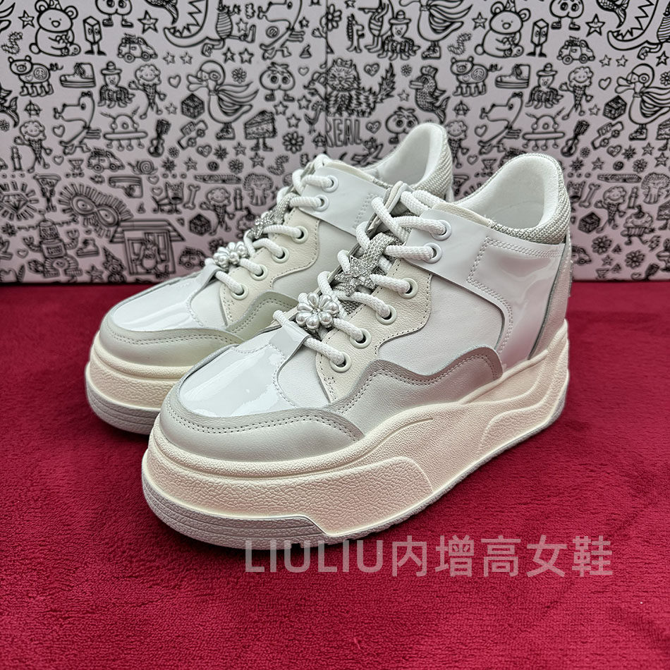 【隐形内增高8CM】厚底拼接超轻款白色胖丁鞋水钻时尚休闲鞋女,女鞋,时尚休闲鞋,淘宝优惠券,粉丝福利购,淘宝优惠卷
