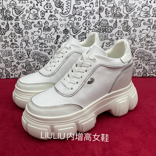 白色厚底内增高9cm休闲女鞋