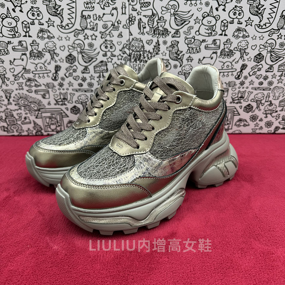 【隐形内增高10CM]25春夏新品超轻厚底网纱透气休闲老爹鞋976JTC