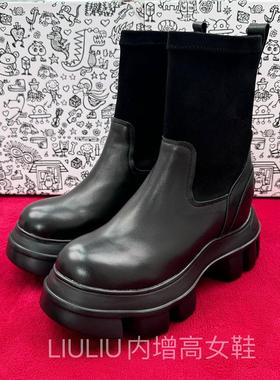 秋季新品厚底隐形内增高10cm超轻款显瘦弹力绒马丁靴袜靴女958VTA