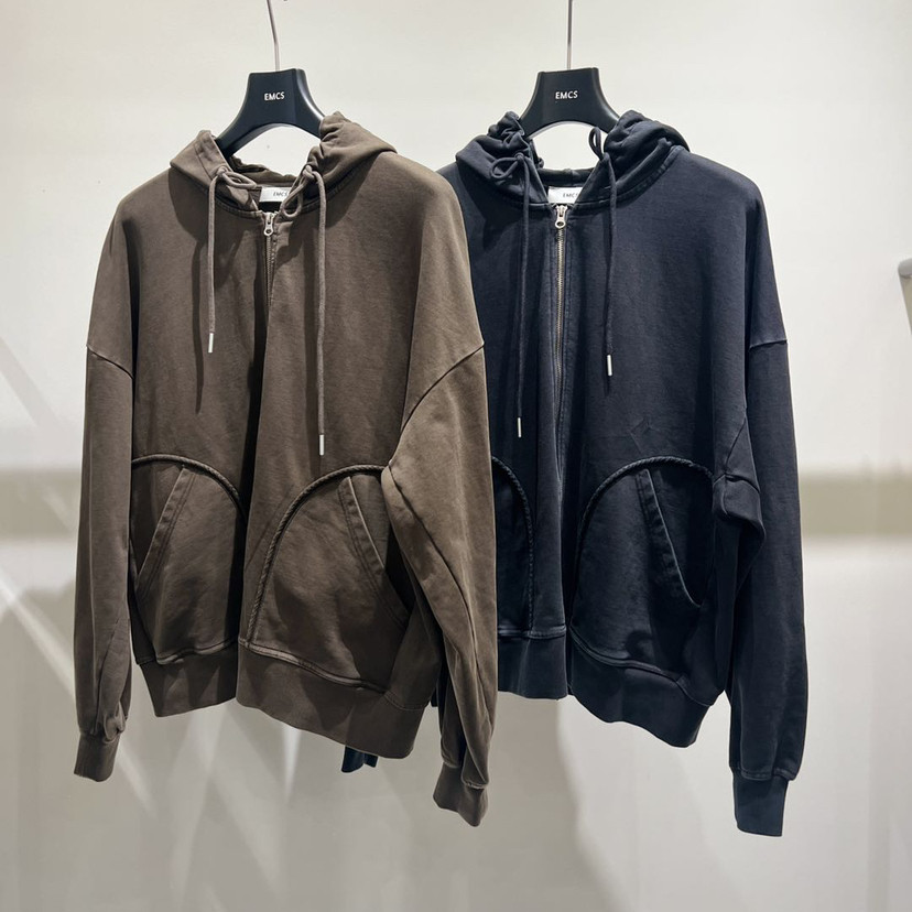 EMCS-高品质韩系美拉德风连帽拉链宽松卫衣外套253118男女同款