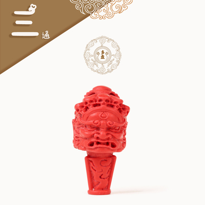 辰砂（处理）朱砂钟馗头像三通佛头 DIY金刚星月菩提手串手链配件