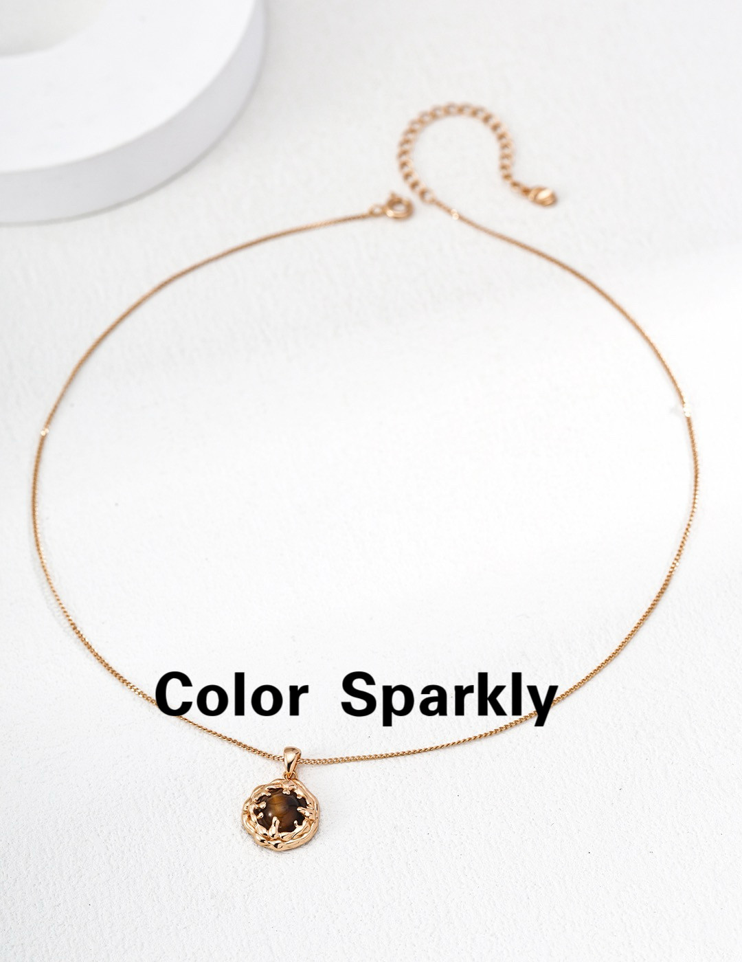 925银镀金虎眼石轻奢锁骨链