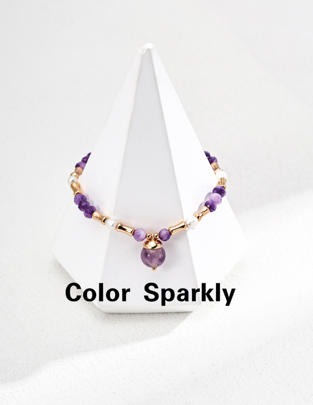 小众设计925银镀金紫水晶手链