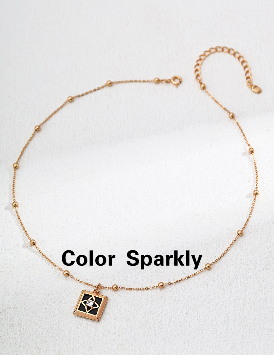 Color Sparkly小众设计感高级轻奢方形玛瑙锆石气质百搭简约项链