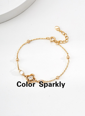 925银镀金贝壳锆石手链轻奢