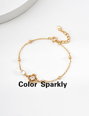 925银镀金贝壳锆石手链轻奢