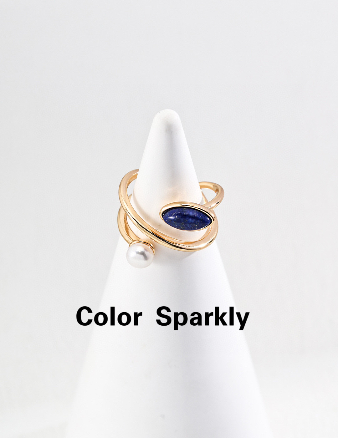 Color Sparkly青金石系列戒指温柔艺术感曲线设计感开口戒指女