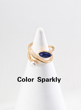 Color Sparkly青金石系列戒指温柔艺术感曲线设计感开口戒指女