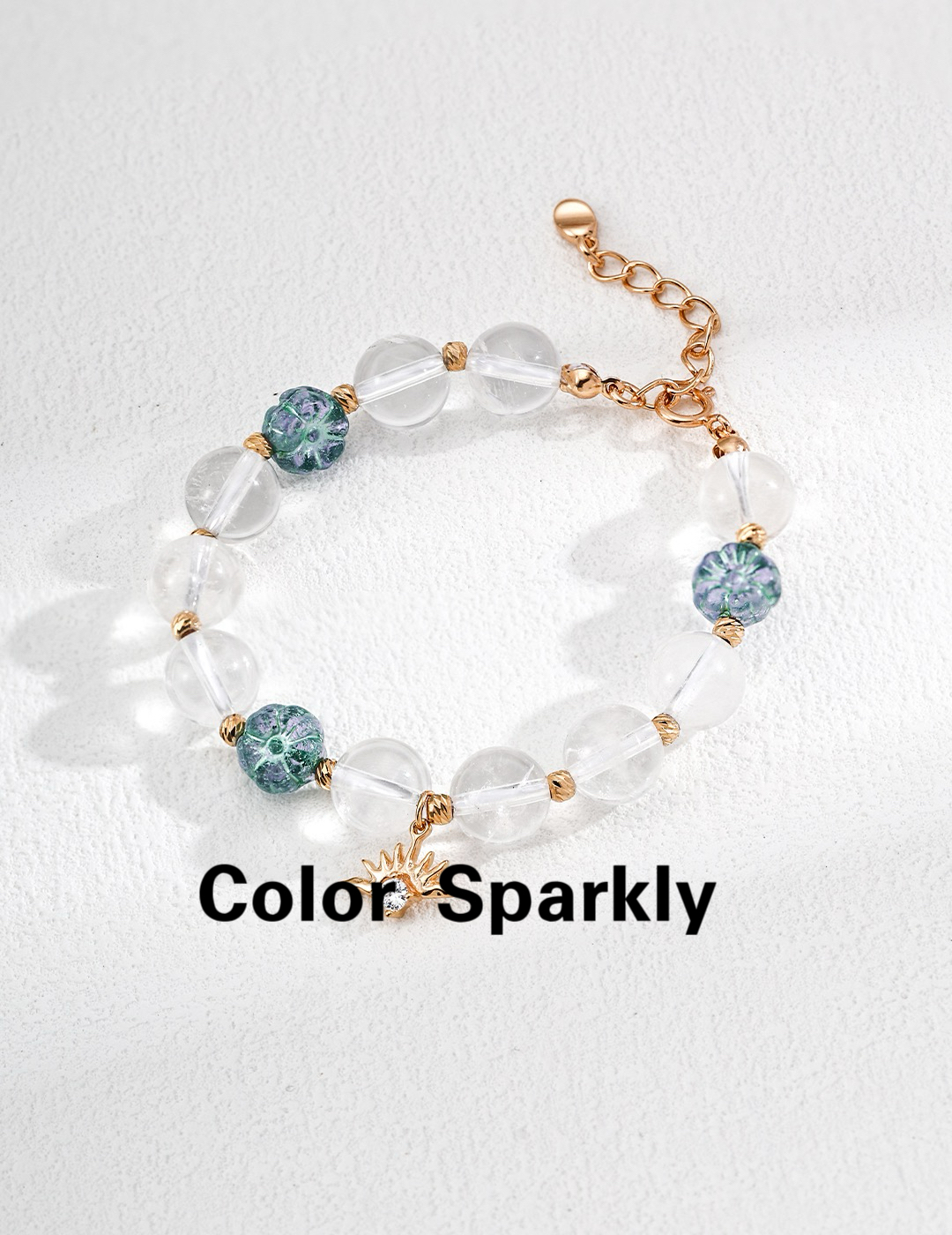 925银镀金白水晶琉璃珠手链