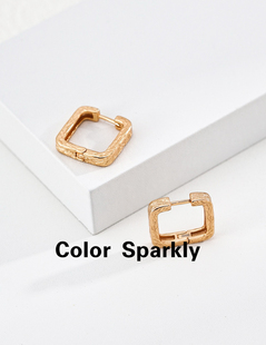 Color Sparkly 925银镀金方形耳环女轻奢高级感小众设计感耳饰