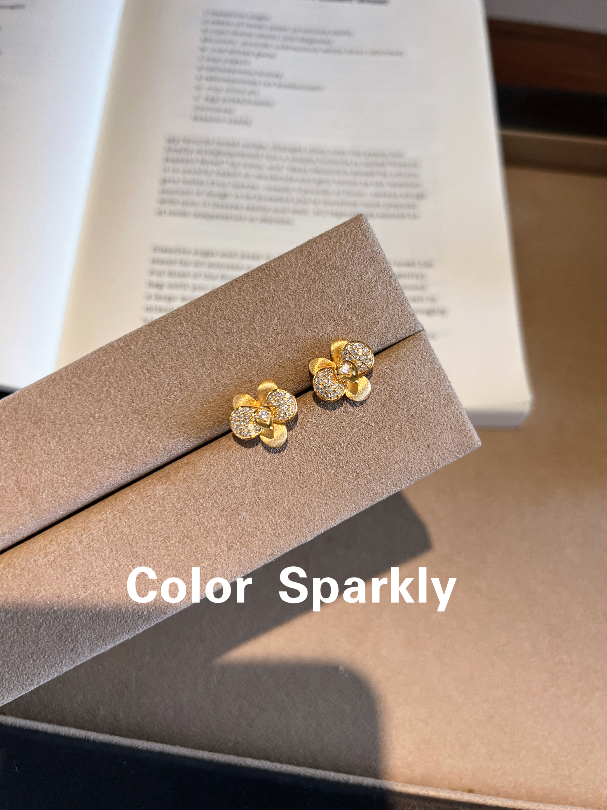 锆石气质甜美轻奢耳钉银镀金