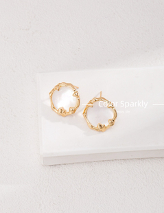 Color Sparkly 小众轻奢设计925纯银耳钉简约母贝耳环