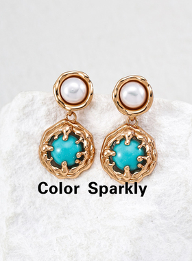 Color Sparkly925银镀金虎眼石耳环女轻奢小众高级感耳饰生日礼物