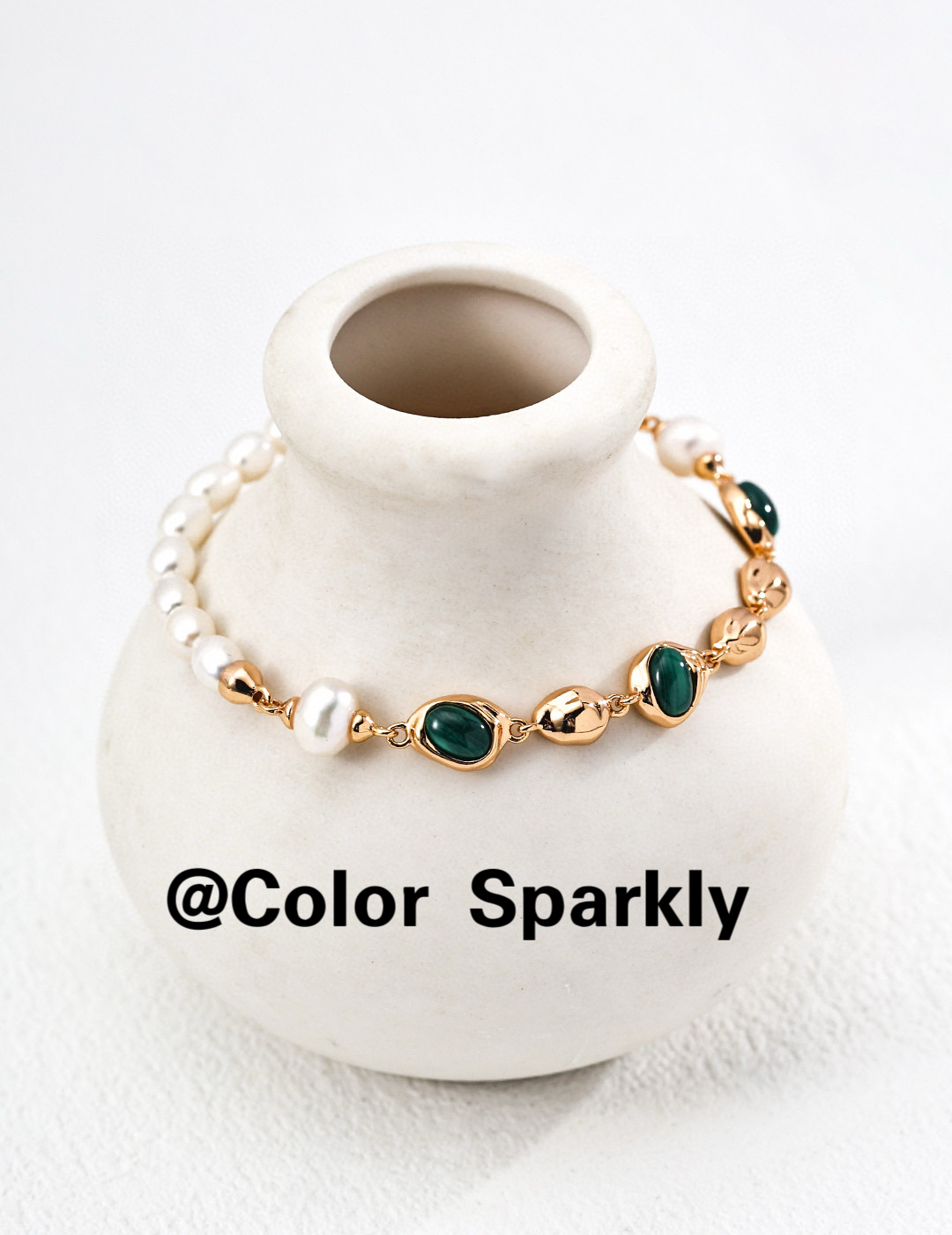 小众设计925银镀金孔雀石手链