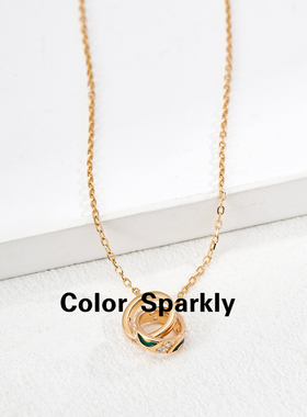 925银镀金双环锆石锁骨链