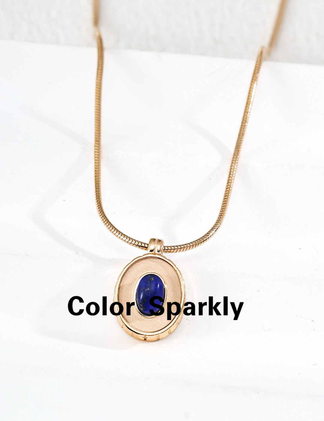 925银镀金青金石锁骨链礼物