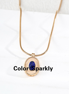 925银镀金青金石锁骨链礼物