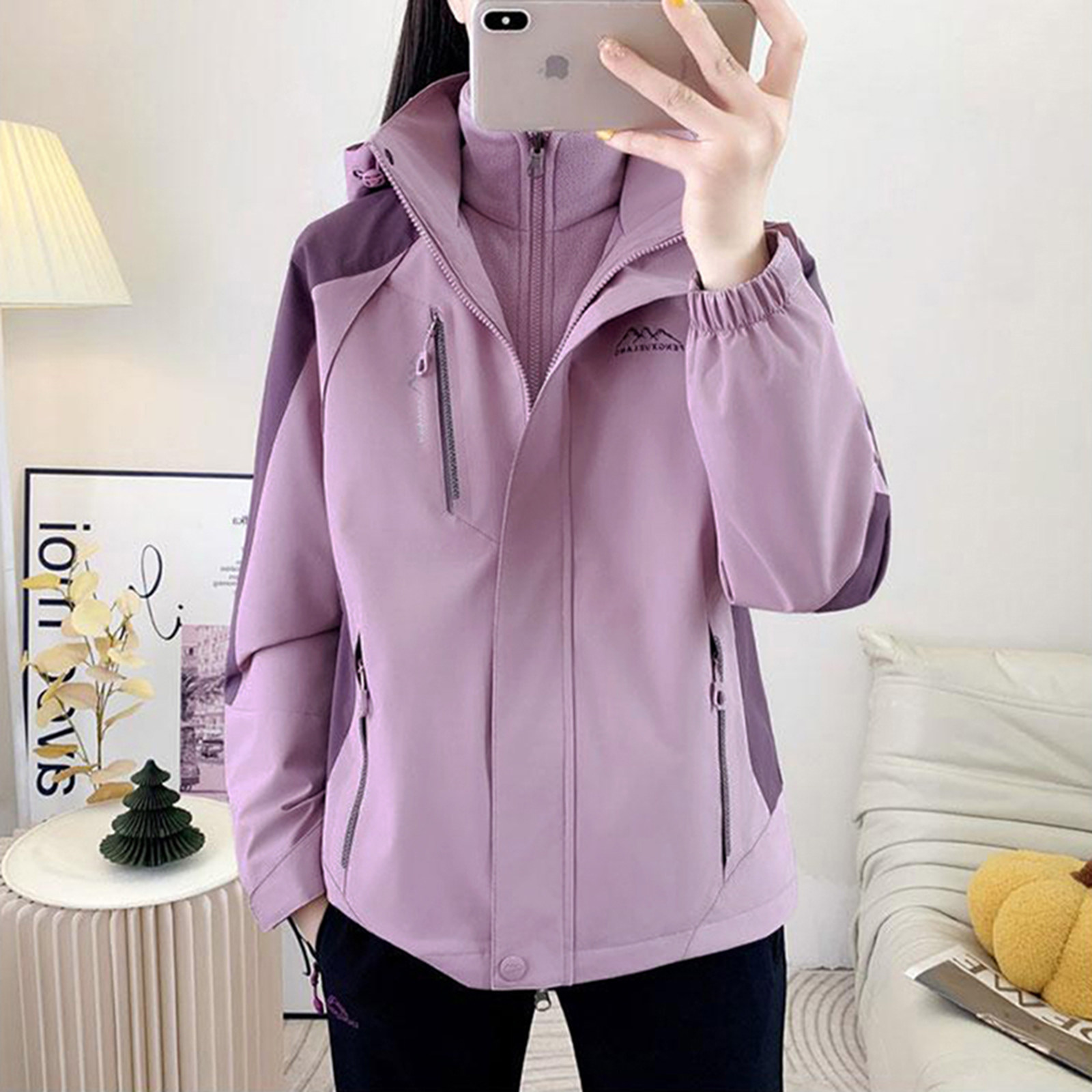 冲锋衣三合一女冬季加绒加厚中老年可拆卸抓绒衣妈妈外套登山服男