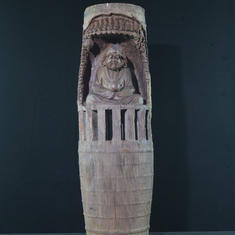 老挝大红酸枝达摩木雕古木车轱辘禅意车轴客厅摆件红木风化雕刻