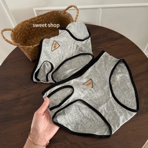 sweet小铺甜美镂空腰少女性感纯欲棉底裆灰色中腰舒适三角内裤女