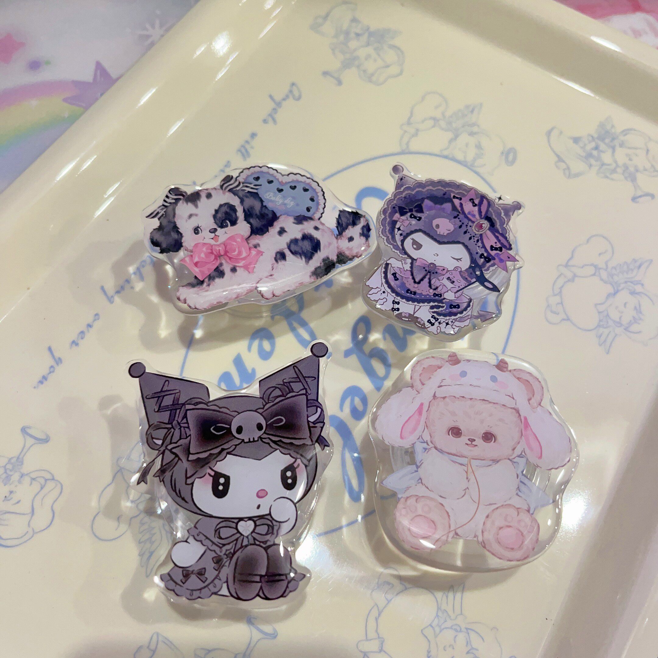 少女樱原创可爱地雷库洛米小熊昭和小狗手机滴胶支架折叠伸缩