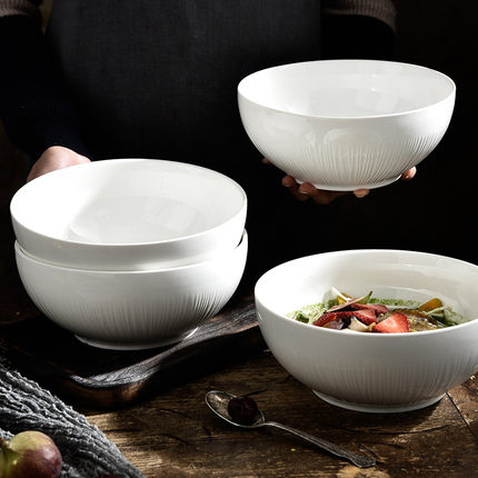 陶瓷餐具陶瓷碗米饭碗 纯色汤面碗创意沙拉大碗双皮奶碗定 制logo