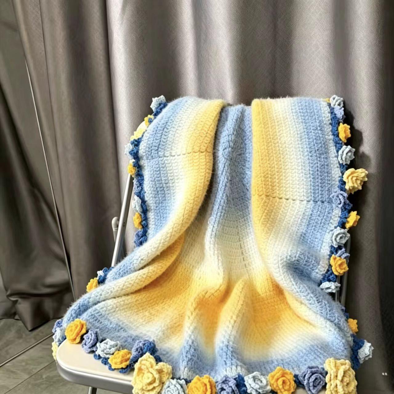 轻岚双渐变色长绒混纺毛线团手工编织花束玫瑰七星毯diy毛线材料
