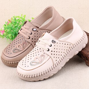 老北京布鞋女款夏季透气透气妈妈网面鞋超轻底防滑舒适中年老年女