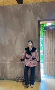 南态暮年三层夹棉加绒加厚可外穿女士甜美冬季睡衣套装