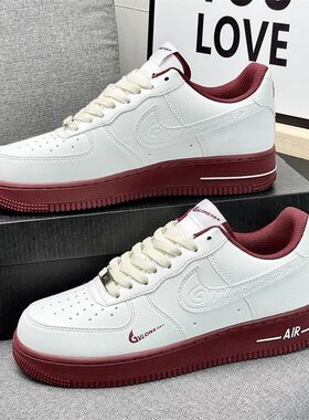正品空军一号aj米白红af1男鞋低帮空军莆田女鞋学生增高休闲板鞋