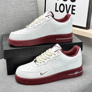 正品空军一号aj米白红af1男鞋低帮空军莆田女鞋学生增高休闲板鞋