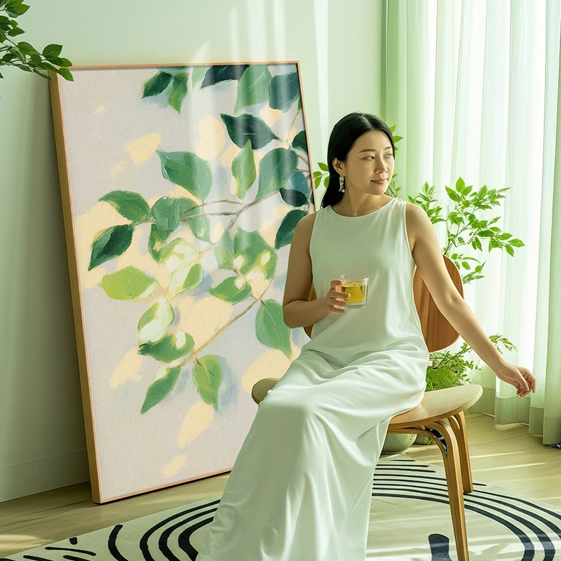 现代简约客厅沙发背景墙装饰画餐厅挂画高级感绿植玄关画