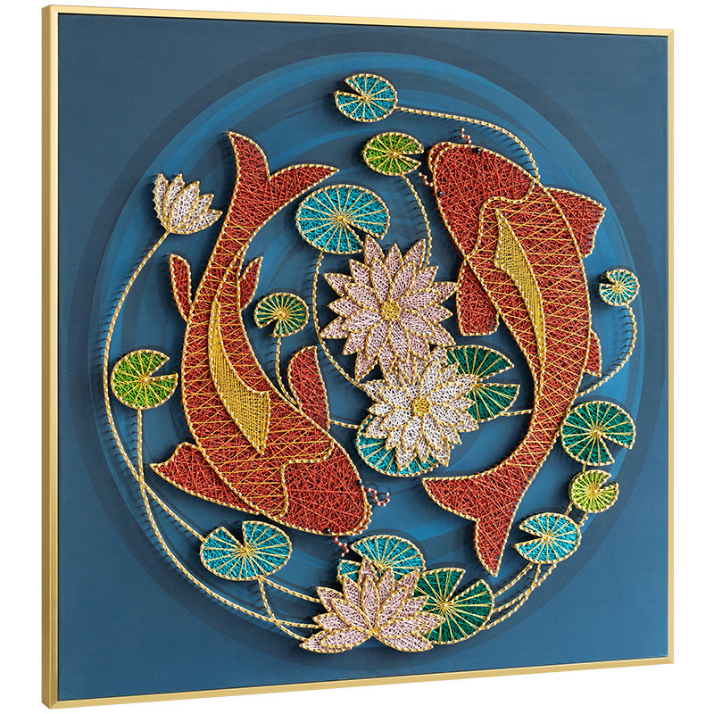 墙蛙莲年有鱼diy节日礼物手工制作绕线钉子画材料锦鲤送长辈挂画